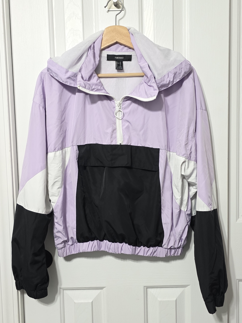 Kids Purple Forever 21 Windbreaker 3/4 Zip, Large